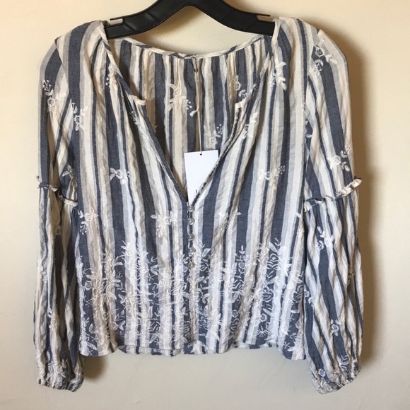 MISA Los Angeles • Embroidered Peasant Cotton Top - Picture 2 of 11